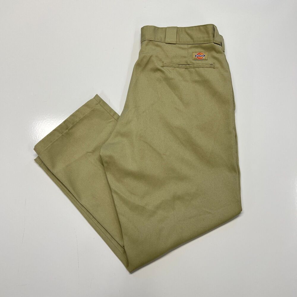 Dickies 874 Original Fit Work Pants Mens 38x28 Khaki Flat Front Workwear